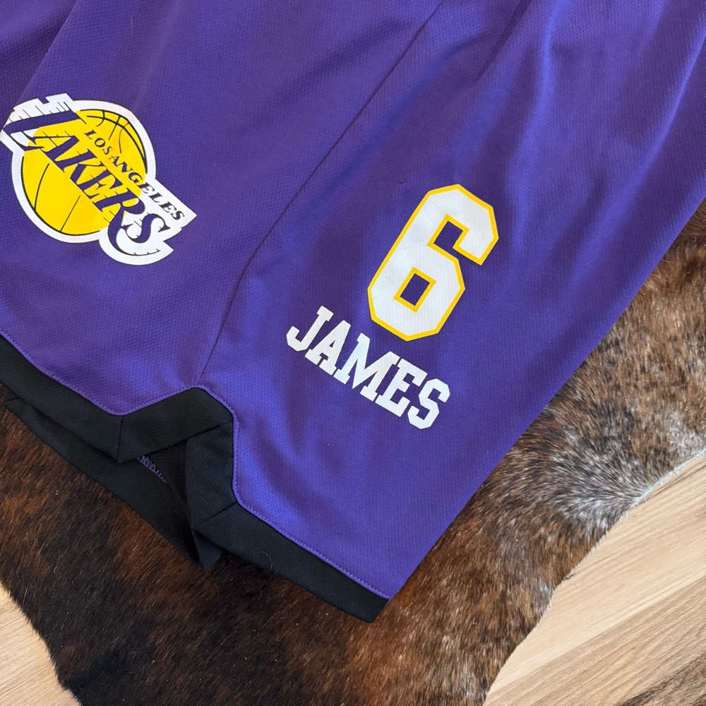 LA Lakers Basketball Shorts LeBron James #6 Los Angeles NBA Size Large - Picture 5 of 13
